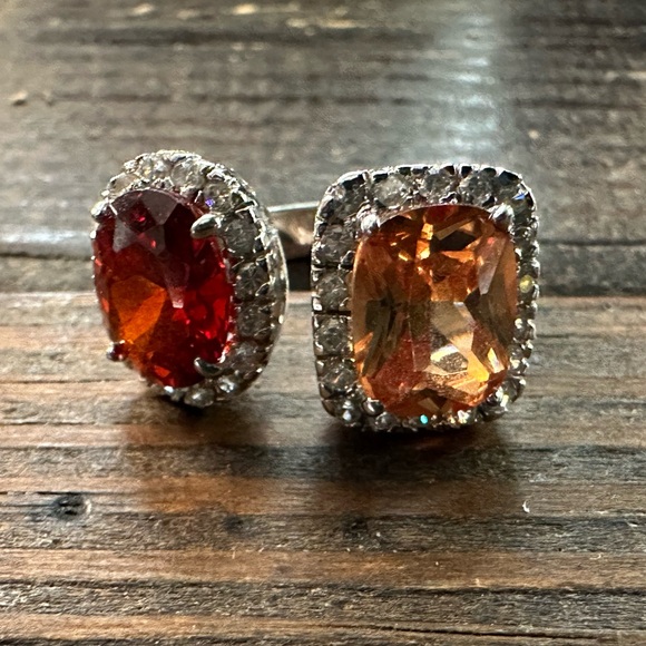 Sterling size 7 double stone ring - Picture 4 of 12